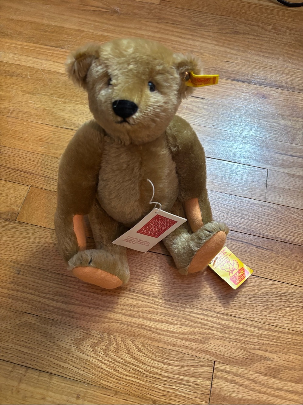 Vintage Steiff Classic Brown Plush Teddy Bear with Orange Accents